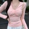 NaVaVa Women LoVely Shirring Slim V Neck Long sleeVe T shirT nT2922