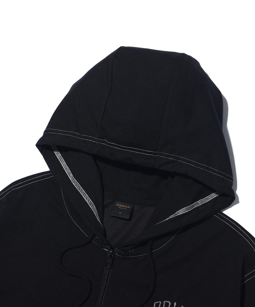 Pendulum Arch Logo Stitch Contrast Zip-Up Hoodie Lq7Tu429_Black