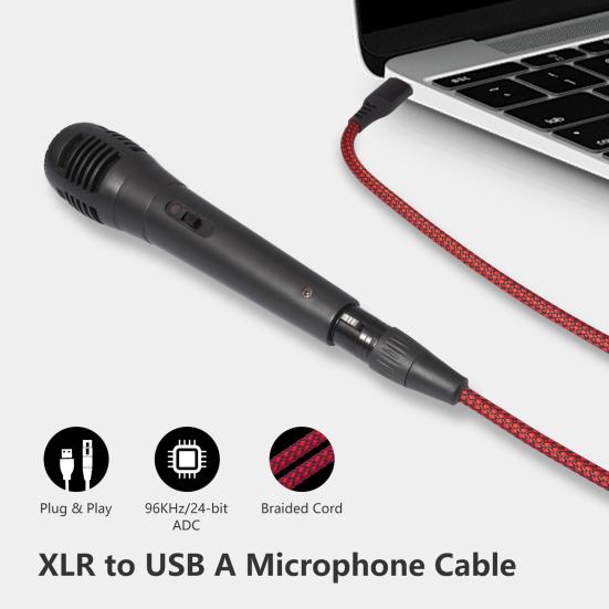 Кабель-адаптер USB папа к XLR мама Простой в использовании Универсальный кабель-конвертер для микрофона Plug-and-Play Студийный аудиокабель