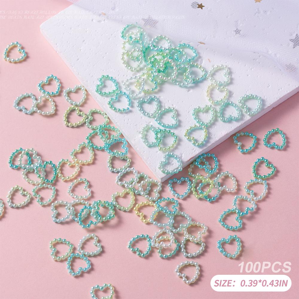 100 шт. полые белые жемчужные сердечки для ногтей оптом фиолетовые розовые плоские для самостоятельного украшения ногтей мобильного телефона ноутбука ювелирных изделий ремесел Ac