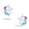 [R1559] - Silver Earrings 'Licorne My Unicorn' White Pink Blue Silver (rhodium-plated) - 10x8 Mm