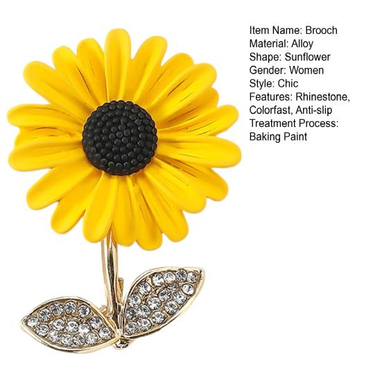 Женская брошь Подсолнух Декор Противоскользящая сумка через плечо Костюм Пальто Воротник Шляпа Шарф Украшение Одежда KTJ