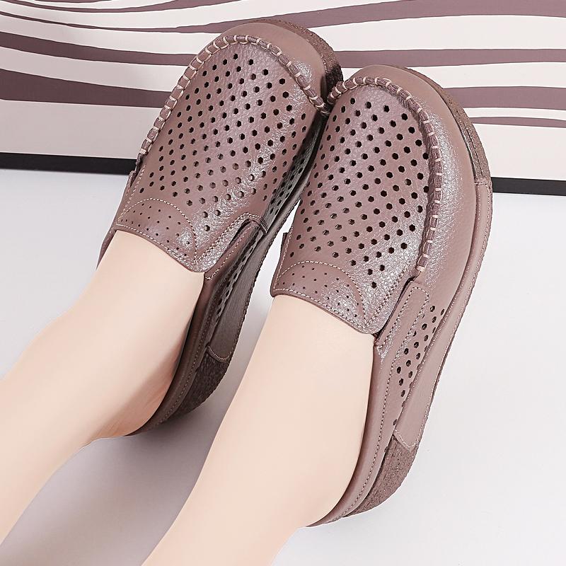 Ladies Clogs Platform Loafers Casual Elegant Cow Leather Slippers Women White Thick Sole Shake Shoe