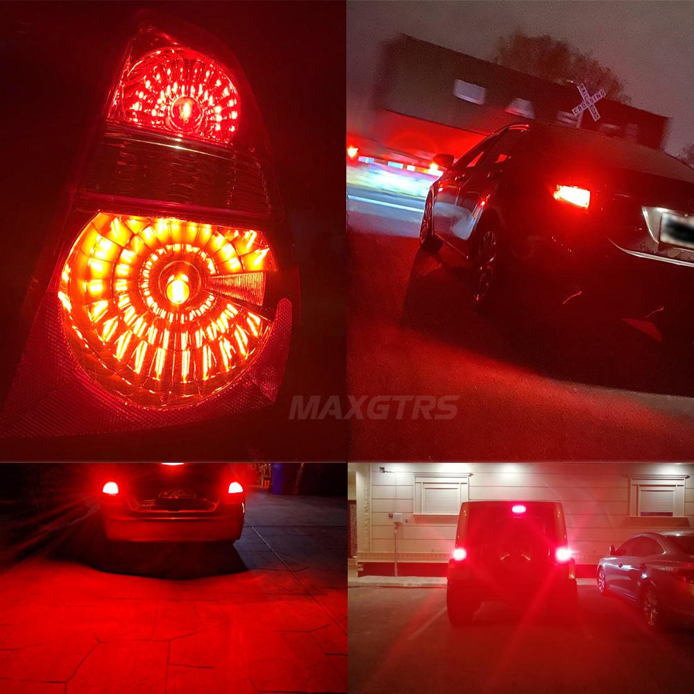 MAXGTRS 2x Strobe Flash P21/5W S25 1157 Bay15D 3030 LED Chip Bulb 7443 1156 Car Stop Backup Brake Parking Tail Signal Light