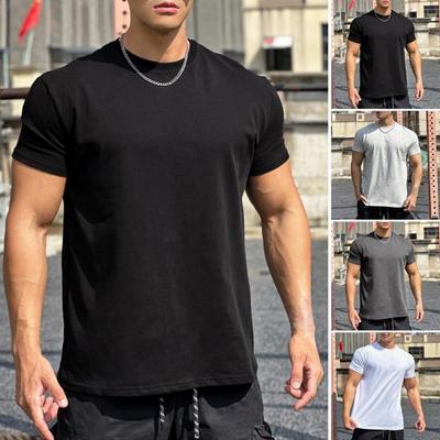 Мужские свободные спортивные футболки, летние футболки с круглым вырезом и коротким рукавом, футболки для тренировок на открытом воздухе, повседневные базовые топы для повседневной жизни, спорта и улицы