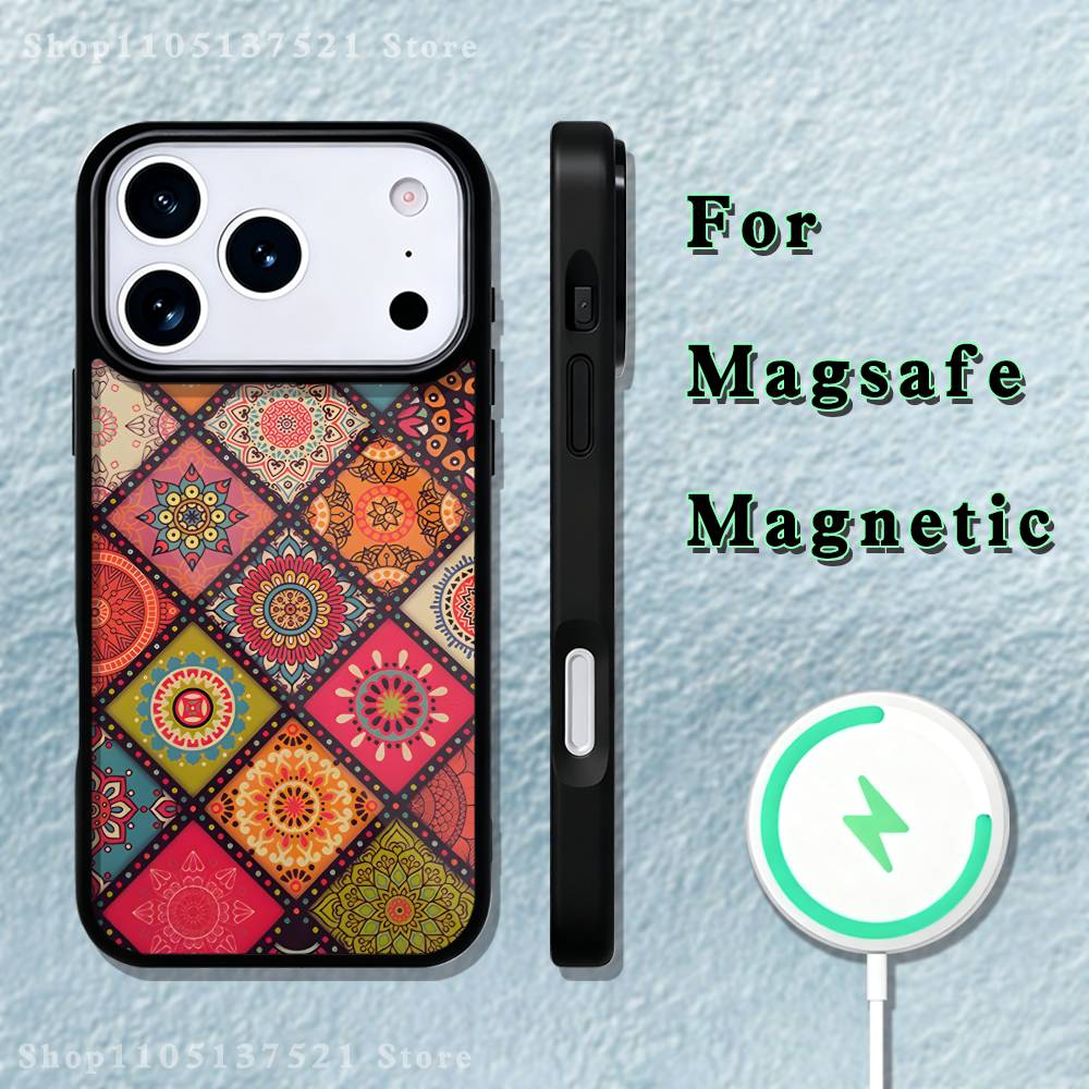 Mandala Art Colorful Phone Case For iPhone 17,16,15,14,13,12,11,Pro,Max,Plus,Mini,SE4,E Magnetic Magsafe Wireless Charging