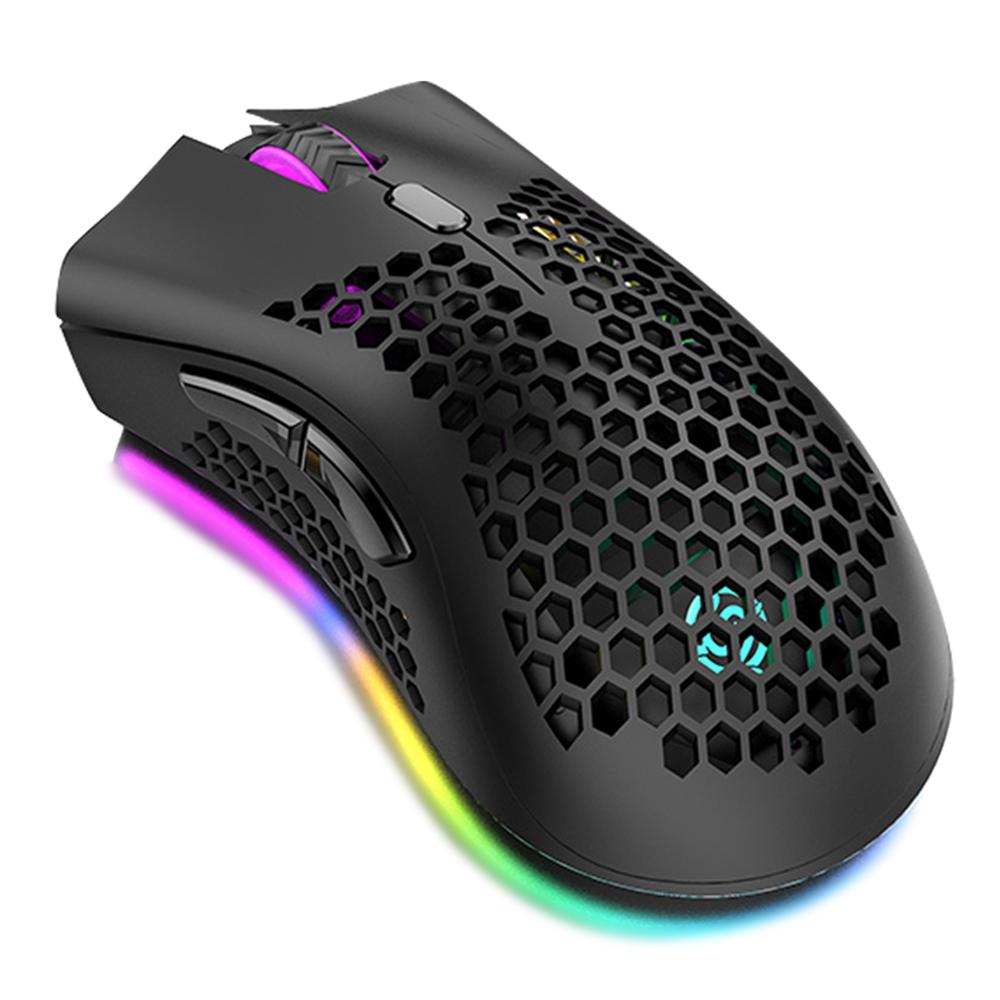 BM600 Wireless Rechargeable Mouse 2.4G+BT5.0 Dual-mode Lightweight Mouse RGB Breathing Light Effect
