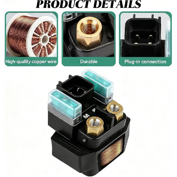Starter Solenoid Relay, Plug and Play Starter Solenoid Compatible with Most Yamaha ATV YFM 350 400 450 660 - Raptor Grizzly Kodiak Wolverine Big Bear