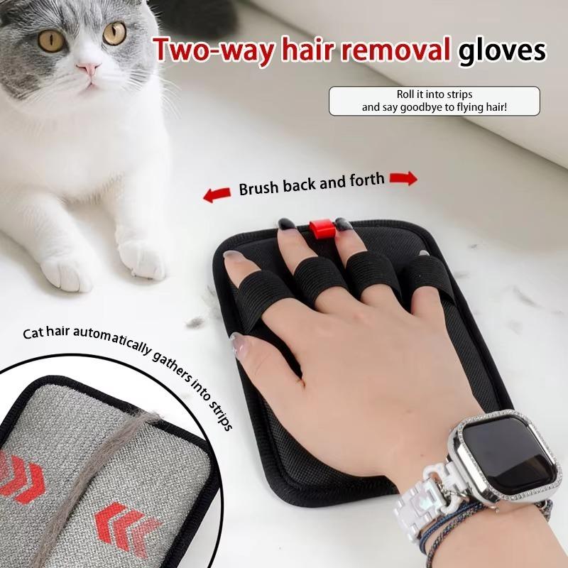 Upgrade Pet Hair Removal Tool Reusable Static Removal Gloves Double-Sided Grooming Gloves for Pets Removes Pet Fur Hair Carpets