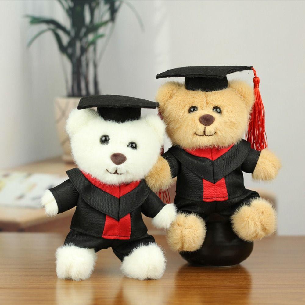 Stuffed Bachelor Bear Plush Pendant Pp Cotton Bear Animal Keychain Graduation Bear Doll Boys Girls