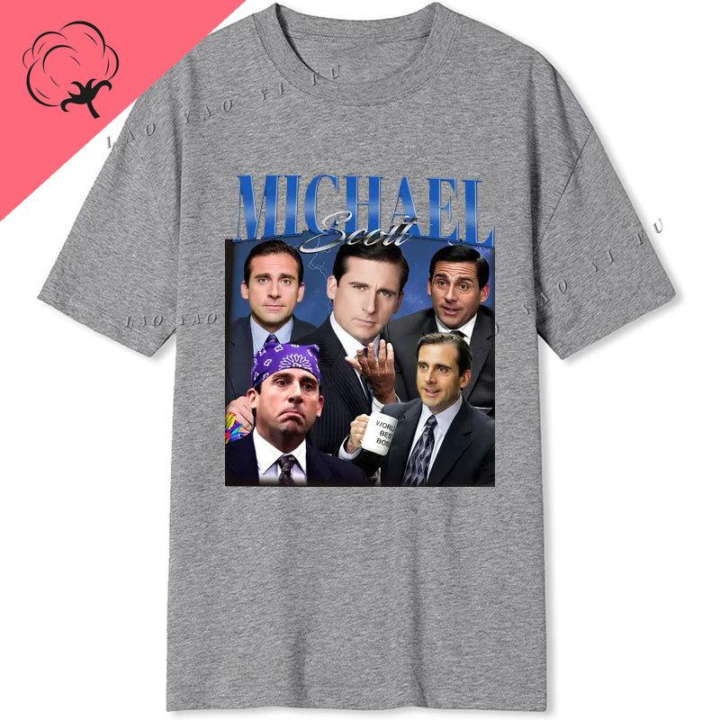 Camisetas Michael Scott Tshirt Casual Funny Pure Cotton Short Sleeve Vintage Graphic T Shirts Hot Sale Crewneck Streetwear Tee