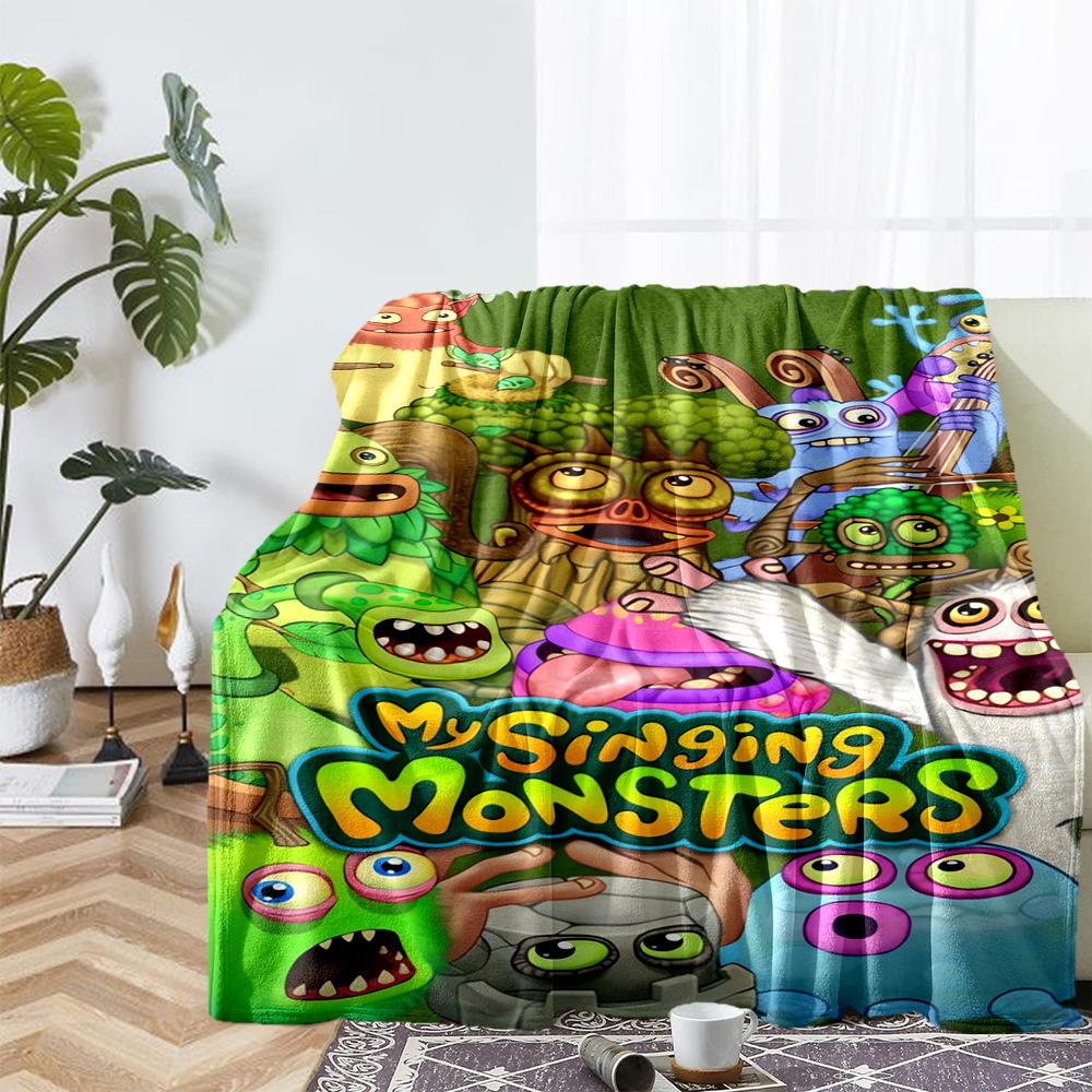 My Singing Monsters Playground Theme Printed Blanket - Perfect for Couch, Bed, Travel & Outdoor Use | Machine Washable, Cozy & Durable.
