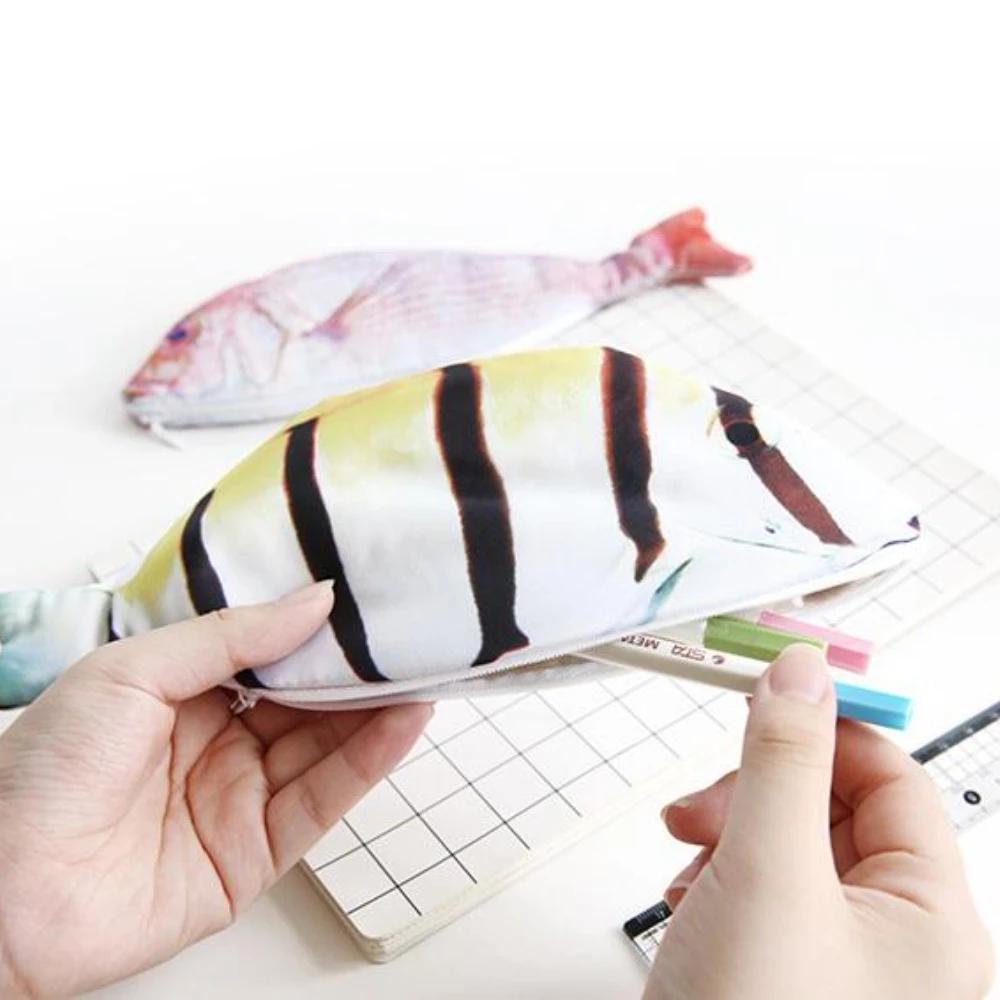 Creative Fish Pencil Case Large Capacity Pencils Pouch Bag Funny School Pencil Cases Stationery Supplies Kawaii Pencil Case