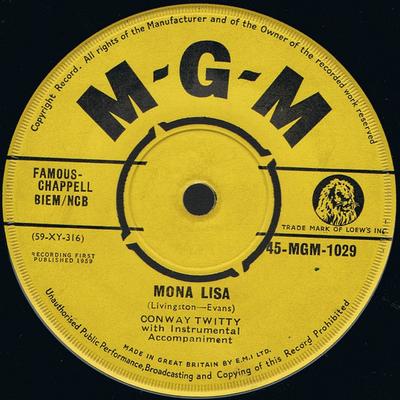7-дюймовая пластинка CONWAY TWITTY - Mona Lisa 45MGM1029 MGM Records 1959 UK Рок Б/У