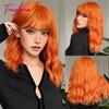 Blue Bob Curly Wavy Synthetic Wigs with Bangs Short Colorful Blue Cosplay Wig for Women DaiIy Lolita Natural Heat Resistant Hair