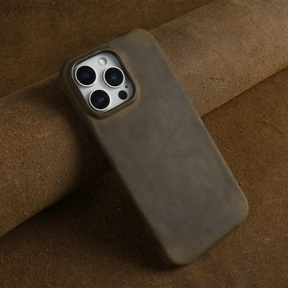 Classic Durable Crazy House Pattern Genuine Leather Phone Case For Iphone 16 Pro Max Cases 15pro 14 13 11 Vintage Back Cover