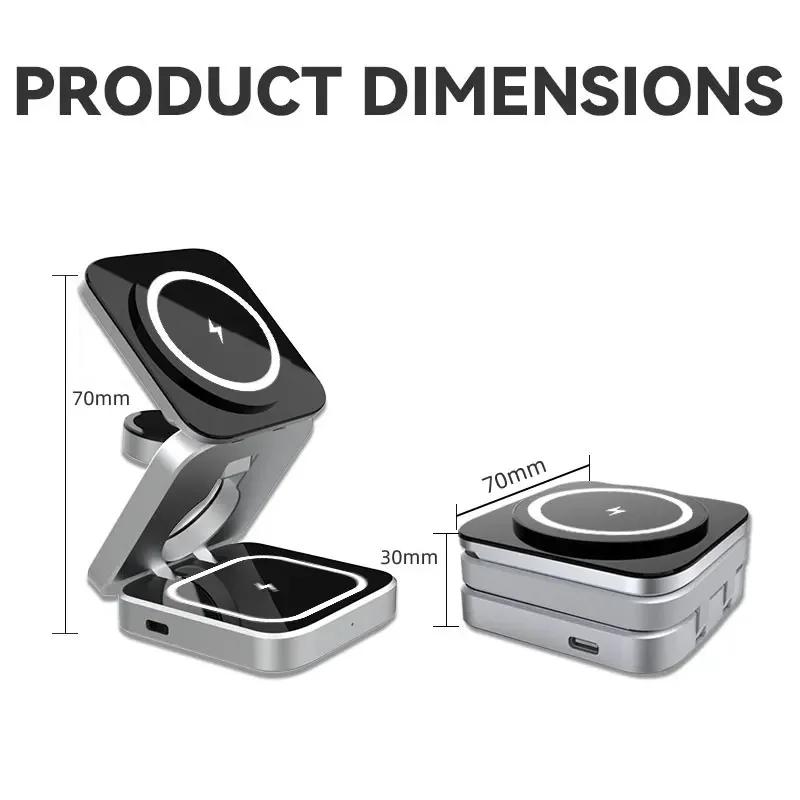 3 в 1 магнитная беспроводная зарядная подставка для iPhone 16 15 14 Pro Max Airpods Apple Watch S10 9 Ultra Magsafe быстрая зарядная станция