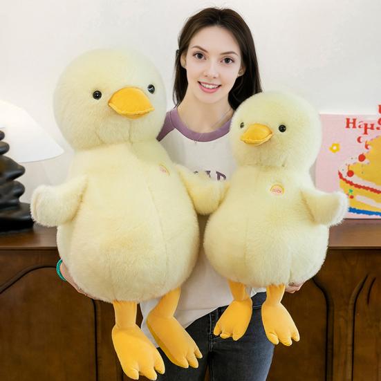 Duck Doll Yellow Round Body Soft Plush Toy with Duck Paws Bill Multiple Sizes Fluffy Healing Cushion Home Decor