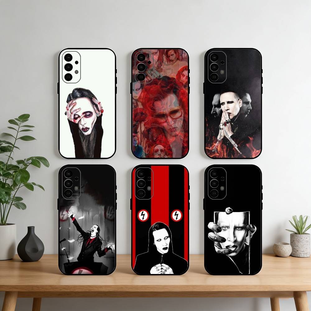 M-Marilyn Singer Manson Phone Case For Samsung S25,S24,S21,S22,S23,S30,Ultra,S20,Plus,Fe,Note,10,9,5G Black Cover