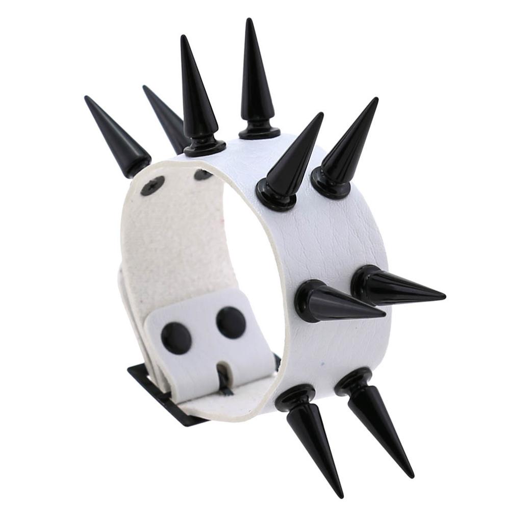 Emo Spike Bracelet Vegan Leather Punk Bracelets Goth Girl Boy Cuff Bangle Studded Halloween Wristband for Women Men Jewelry