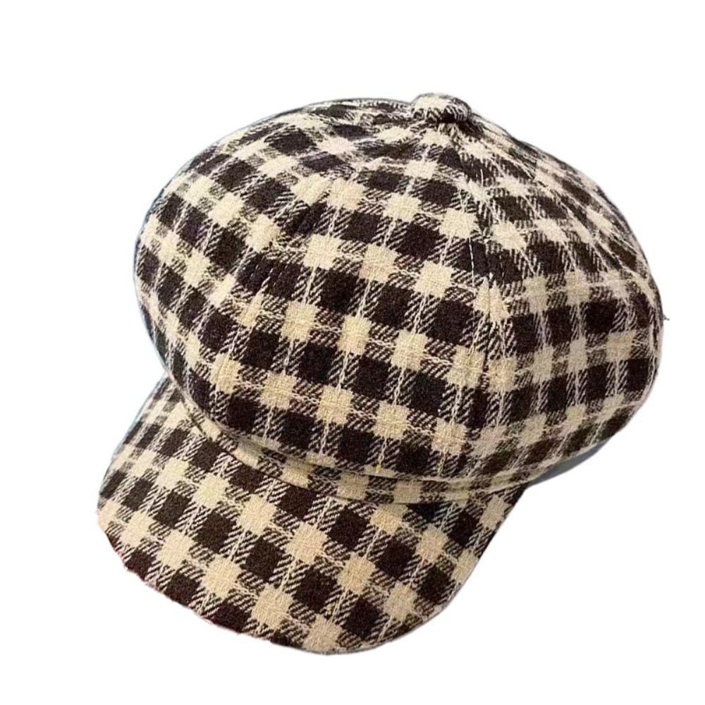 Small Fragrant Style Women Painter Hat Korean Style Women Octagonal Cap Plaid Beret Hat  Outdoor