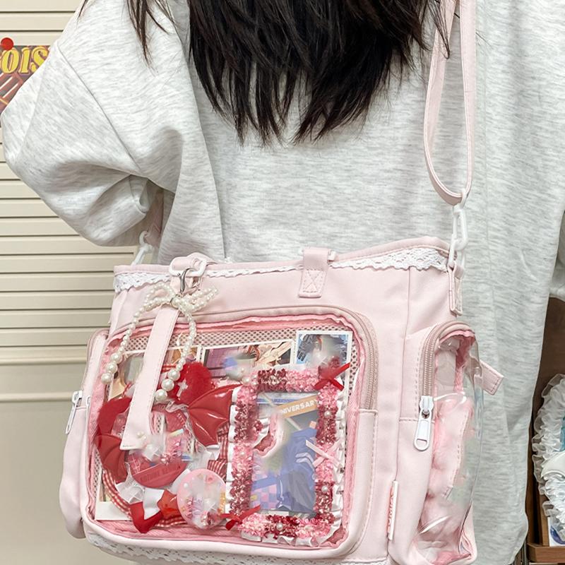 Милая японская сумка ита в стиле Y2K, прозрачная сумка-тоут через плечо, большая вместимость, повседневная сумка кроссбоди, сумки для DIY-дисплея