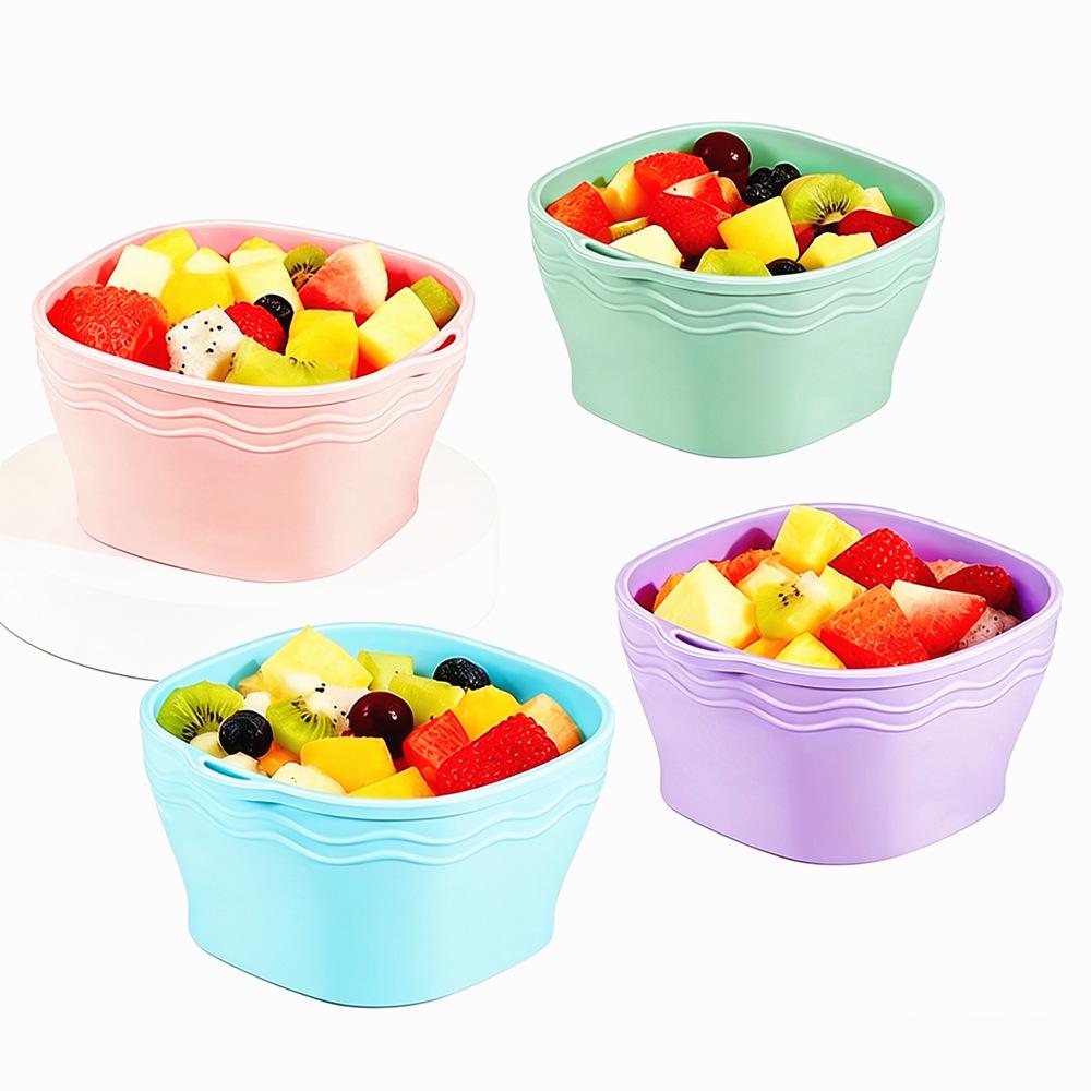Custom Cartoon Silicone Folding Cup and Retractable Bowl Set for Travel and Daily Use