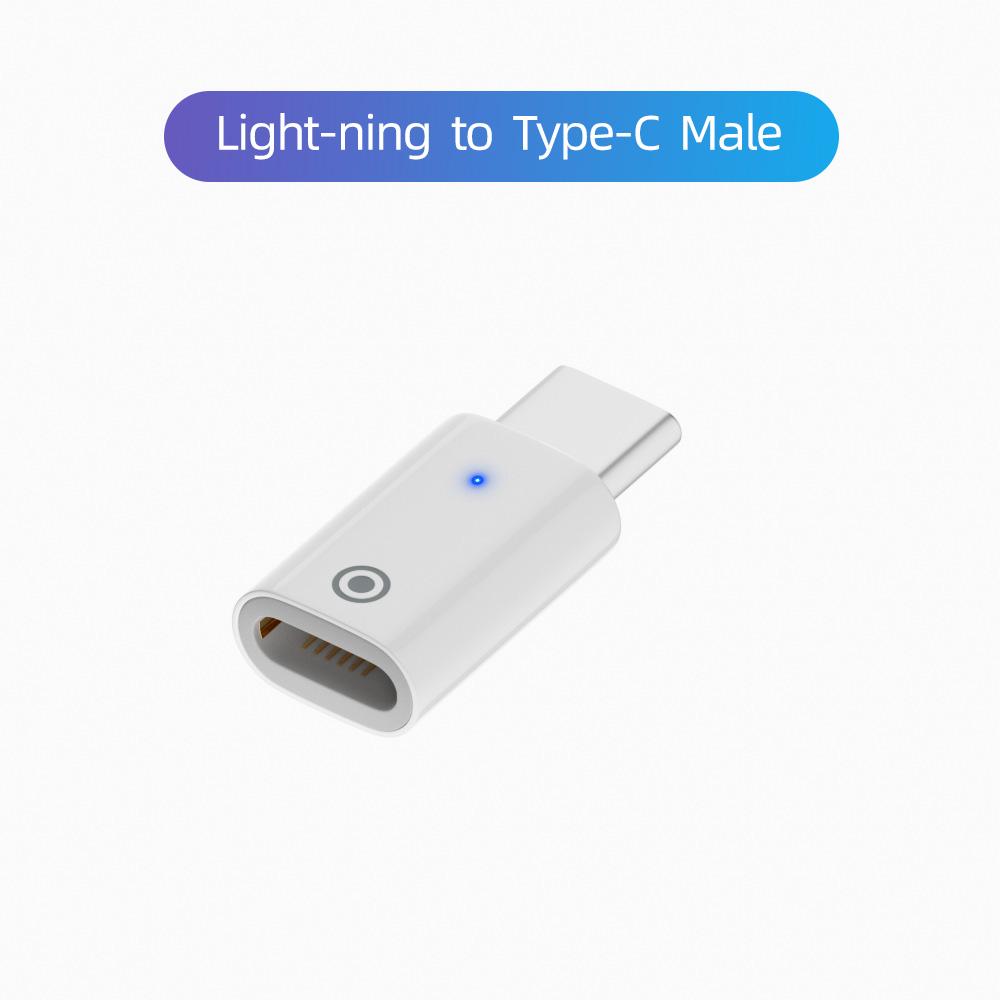 FONKEN Адаптер для зарядки стилуса для Apple Pencil 1-го поколения Type-C с разъемом для зарядного устройства Lightning со световым индикатором