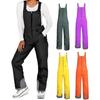 Insulated Ski Pants Unisex Waterproof Ski Bib Overalls with Zip-up Front Closure Windproof Winter Snowboarding Pants for Men Women