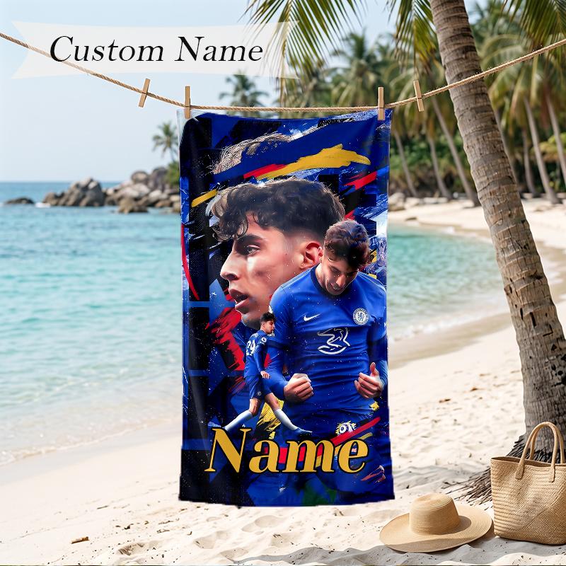 Kai Havertz Custom Name Printed Beach Towel Personalized Soft Towel For Swimming Beach Travel