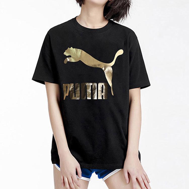 Puma Женская футболка с втачным рукавом Черно-золотая 579406-83