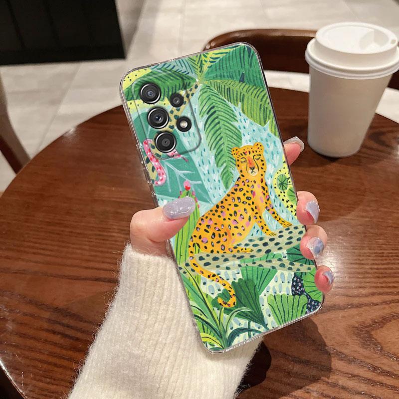 Чехол для телефона Jungle Art Змея Кошки Ленивец Для Samsung Galaxy A56 A57 A37 A55 A54 A36 A35 A26 A25 A16 A17 A07 A52 A34 A73 A21s