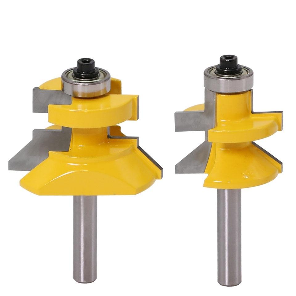2pc 8mm" Shank V Groove & Matched Tongue Router Bit Set Premium Ball Bearings Woodworking Cut