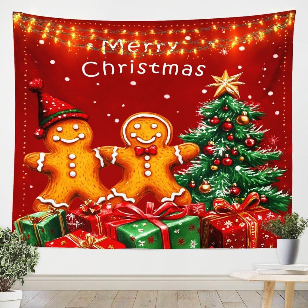 Рождественский Санта Клаус Настенный гобелен Рождественское настенное украшение Елка Настенное украшение Великолепная рождественская елка Камин Подарки