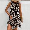 Women Summer Style Dress Lady Casual Sleeveless Leopard Printed Slim Mini A-line Dress