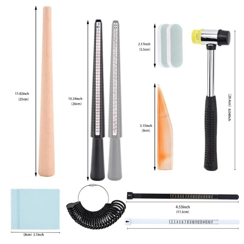 Complete Ring Measurement Tool Set Including Finger Gauge And Jewelry Shaping Tools For DIY Enthusiasts