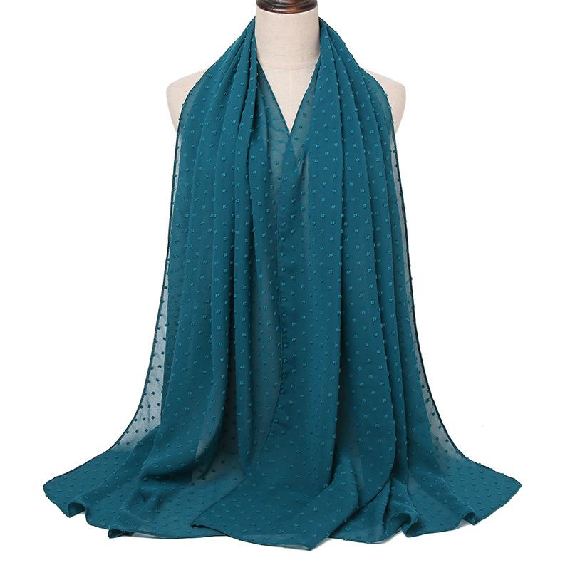 Solid Color Pom Pom Bubble Chiffon Hijab Scarf Fashion Women Long Shawl Wrap Muslim Headband Islamic Sjaal Turban
