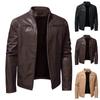 Fashion Men Autumn Winter Warm Casual Leather Zipper Long Sleeve Jacket Coat Top