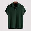 Men's Fashion Knitted Polo Shirts Short Sleeve Turn-down Collar Colid Color Simple T-shirt Top
