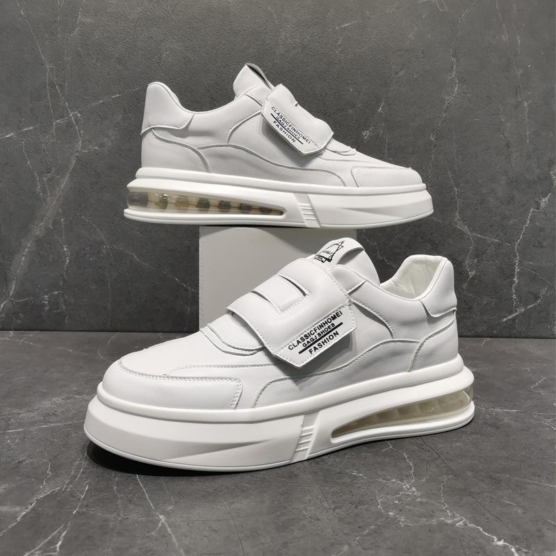 Обувь для мальчиков, универсальная, трендовая, на воздушной подушке, белые туфли, мужская обувь на платформе, белые модные туфли, ленивые туфли, пятно