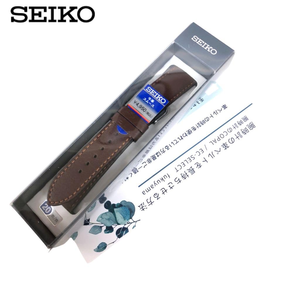 Ремешок для часов 20 мм из воловьей кожи, гладкий, темно-коричневый, инструкция по уходу прилагается RS07S20DBN [Seiko] Мужские