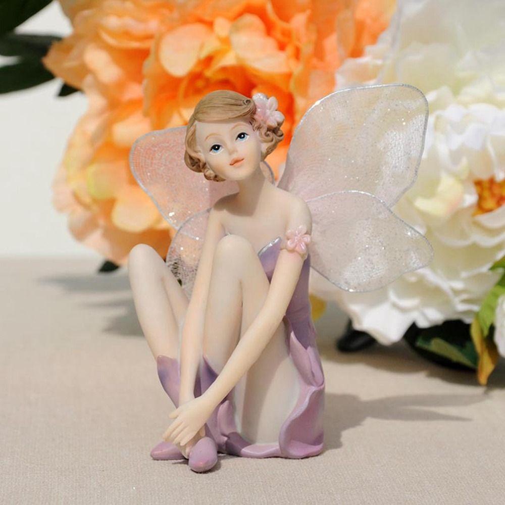 Purple Fairy Girl Miniature Winged Angel Flying Miniature Gift Flower Fairy Figurine  Desktop