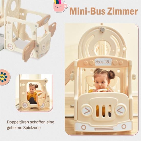 Children Slide Set, Kids Slide Set Including Bus, Slide, Activity Ladder, Basketball Hoop And Matching Basketball