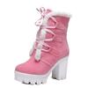 Women's Boots Suede High Heel Boots Vintage Winter Ladies Fur Warm Platform Snow Boots Lace Up Cosplay High Heel Shoes 34-43