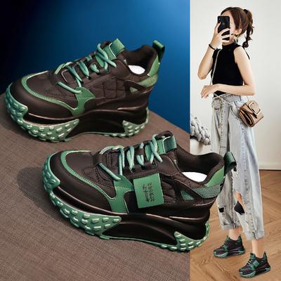 Женские туфли для папы из натуральной мягкой кожи, весна-лето 2024, новые дышащие женские туфли, универсальная толстая подошва, увеличивающая рост, спортивная и любительская обувь