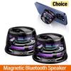 Outdoor Magnetic Bluetooth Speaker Wireless Portable Mini Travel Stereo Speaker with RGB Color Light and Phone Holder for Ios