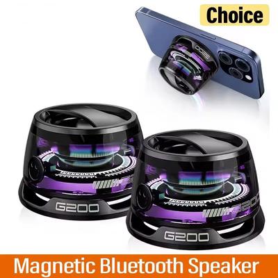 Уличный магнитный Bluetooth-динамик Беспроводной портативный мини-дорожный стереодинамик с RGB-подсветкой и держателем для телефона для iOS