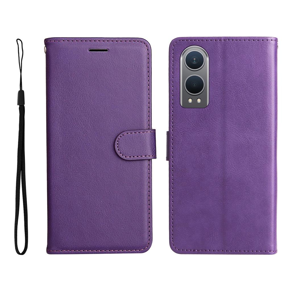 Для Oppo K12x 5G (Китай)/Кожаный чехол-кошелек для OnePlus Nord CE4 Lite 5G с ремешком, однотонный чехол-подставка для телефона
