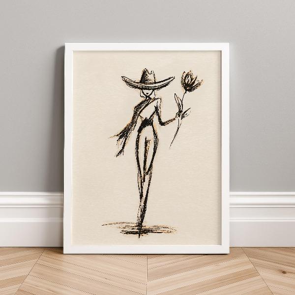 Western Cowboy Cowgirl Line Poster Retro Southwestern Rodeo Fashion Ranch Canvas Painting Wall Art for Living Room Home Decor