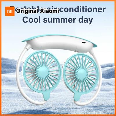 Xiaomi 1 шт. Охлаждающий вентилятор на шею USB-перезаряжаемый Мини-портативный Складной для улицы Двойной потолочный вентилятор на шею 3-скоростной Регулируемый Для улицы и помещений
